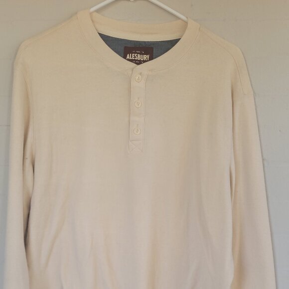 Alesbury Men's L Cream Waffle Knit Thermal Henley Shirt - Picture 1 of 4